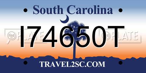 I74650T South Carolina License Plate