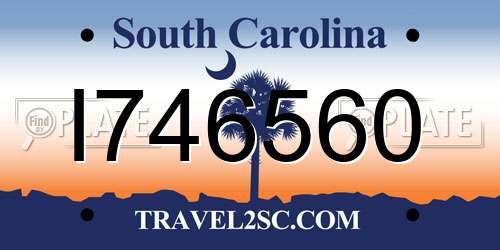 I746560 South Carolina License Plate