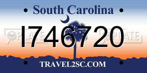 I746720 South Carolina License Plate