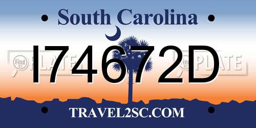 I74672D South Carolina License Plate