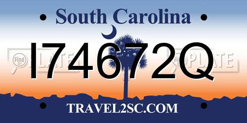 I74672Q South Carolina License Plate