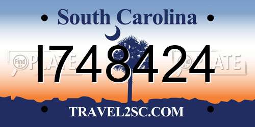 I748424 South Carolina License Plate