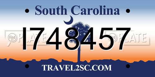 I748457 South Carolina License Plate
