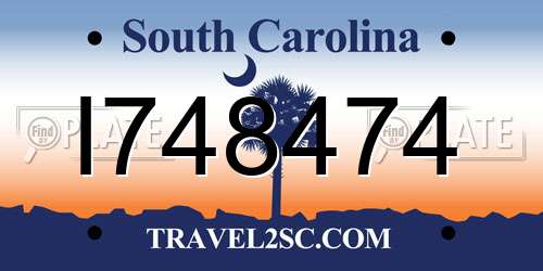 I748474 South Carolina License Plate