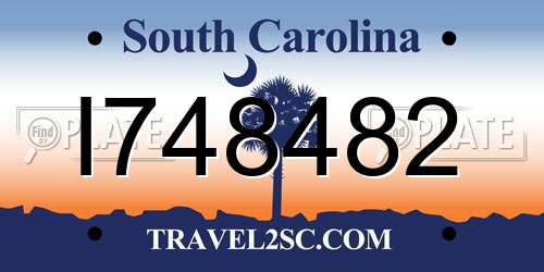 I748482 South Carolina License Plate