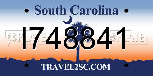 I748841 South Carolina License Plate