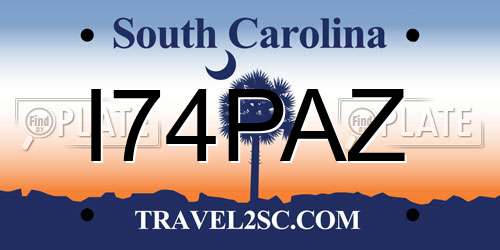 I74PAZ South Carolina License Plate