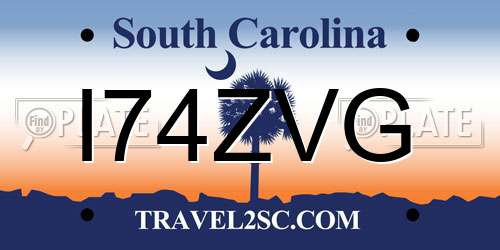I74ZVG South Carolina License Plate
