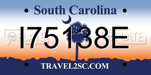 I75138E South Carolina License Plate