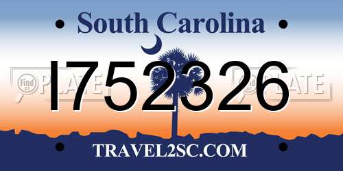 I752326 South Carolina License Plate