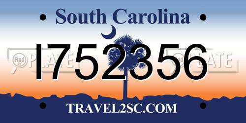 I752356 South Carolina License Plate