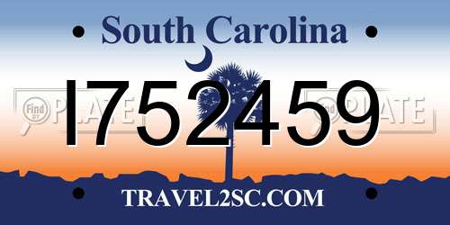 I752459 South Carolina License Plate