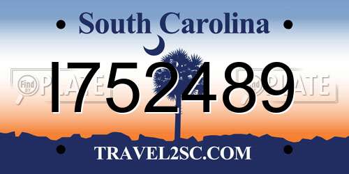 I752489 South Carolina License Plate