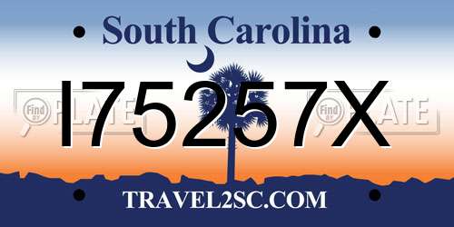 I75257X South Carolina License Plate