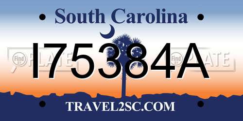 I75384A South Carolina License Plate