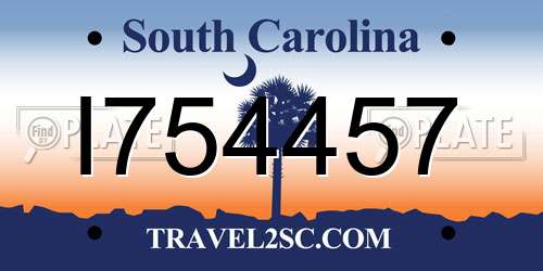 I754457 South Carolina License Plate