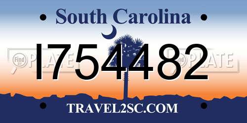 I754482 South Carolina License Plate