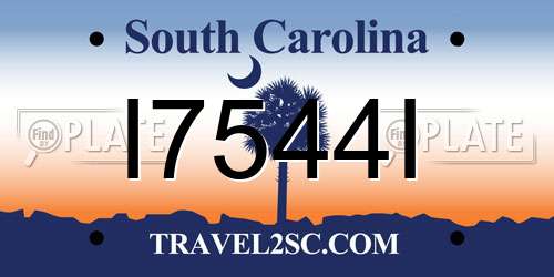 I7544I South Carolina License Plate