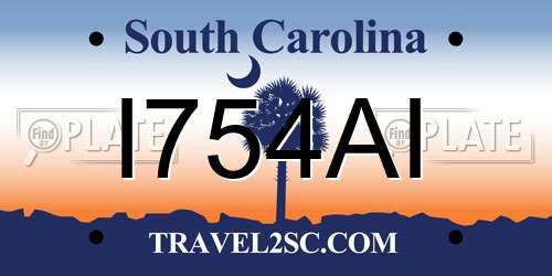 I754AI South Carolina License Plate