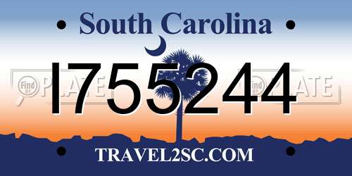 I755244 South Carolina License Plate