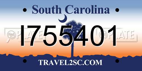 I755401 South Carolina License Plate