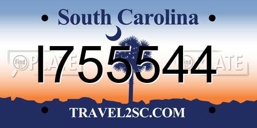 I755544 South Carolina License Plate
