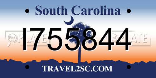 I755844 South Carolina License Plate