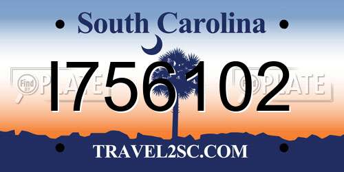I756102 South Carolina License Plate
