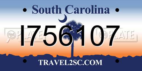 I756107 South Carolina License Plate