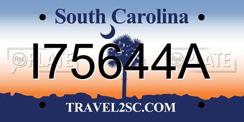 I75644A South Carolina License Plate