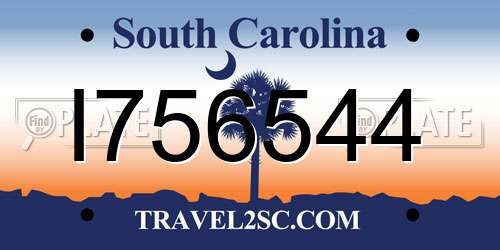I756544 South Carolina License Plate