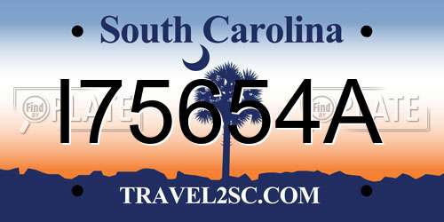 I75654A South Carolina License Plate