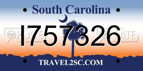 I757326 South Carolina License Plate