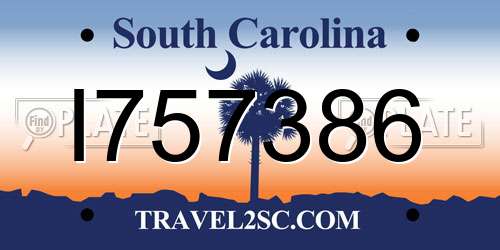 I757386 South Carolina License Plate