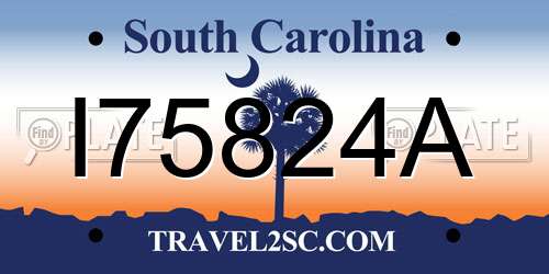 I75824A South Carolina License Plate