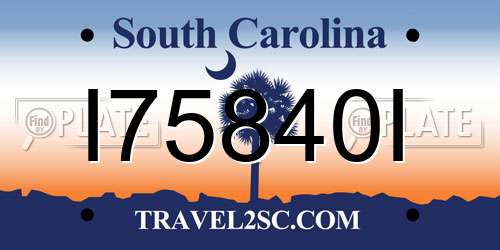 I75840I South Carolina License Plate