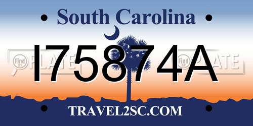 I75874A South Carolina License Plate