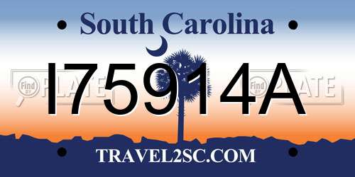 I75914A South Carolina License Plate