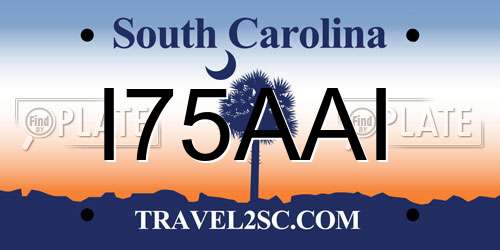 I75AAI South Carolina License Plate