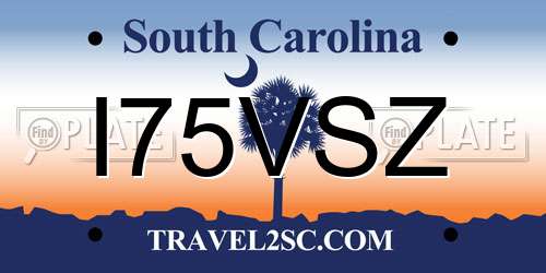 I75VSZ South Carolina License Plate
