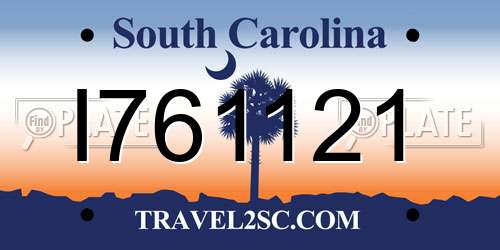 I761121 South Carolina License Plate