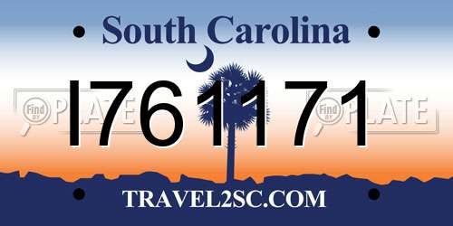 I761171 South Carolina License Plate