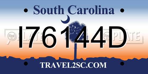 I76144D South Carolina License Plate