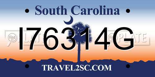I76314G South Carolina License Plate