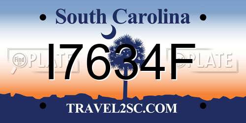I7634F South Carolina License Plate