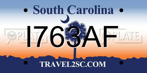 I763AF South Carolina License Plate