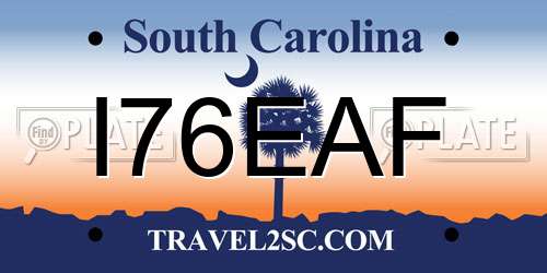 I76EAF South Carolina License Plate