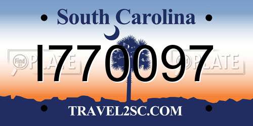 I770097 South Carolina License Plate