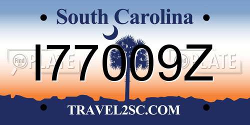 I77009Z South Carolina License Plate