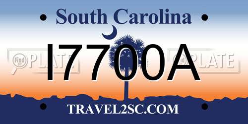 I7700A South Carolina License Plate